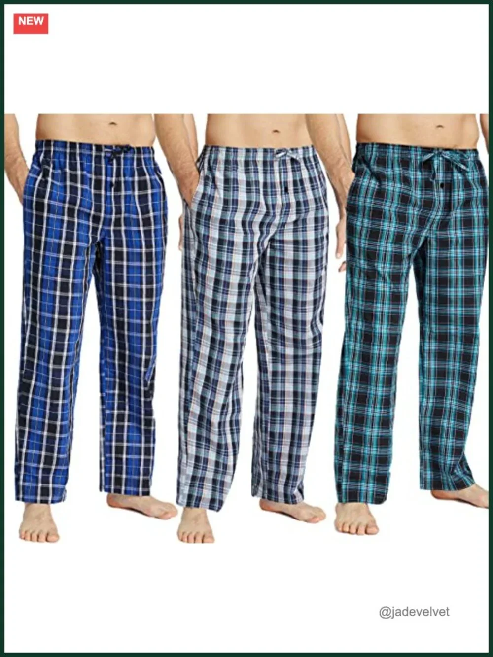 Cotton Pajama Pants Set 3-Pack Sleep Lounge Bottoms with Pockets